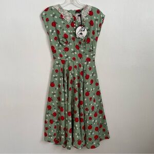 Hell Bunny Green Dress with Red Apple Pattern